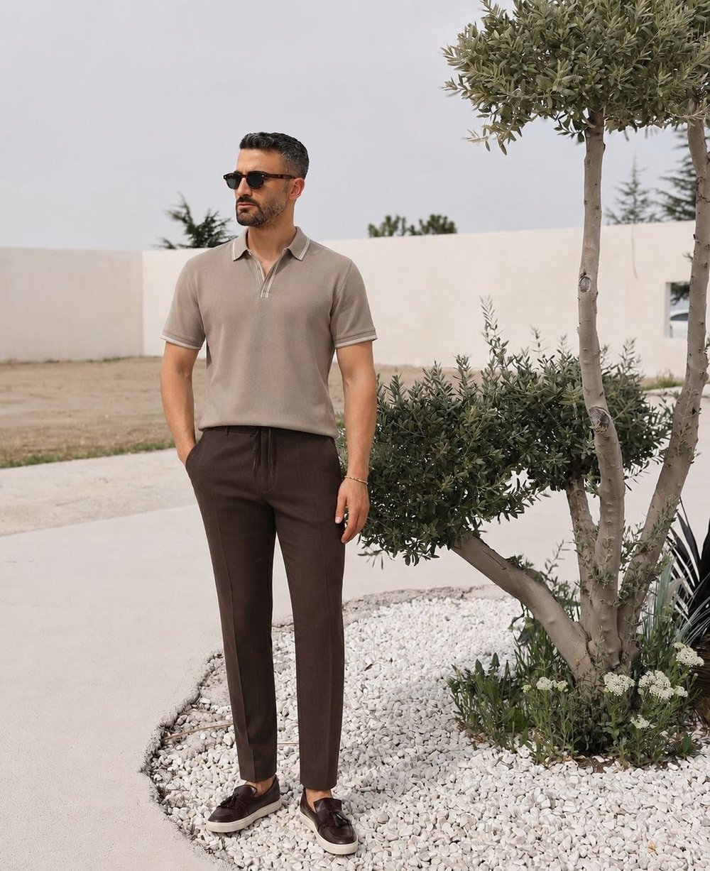 BEJ %100 PAMUK POLO TİŞÖRT