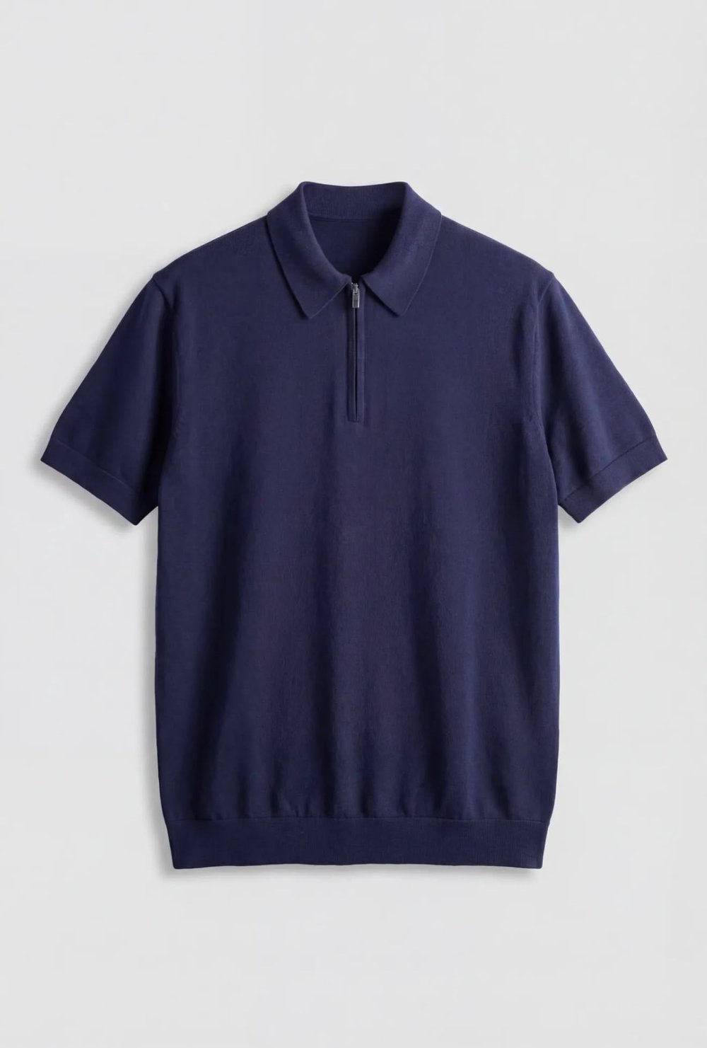 LACİVERT FERMUARLI POLO YAKA RAYON TİŞÖRT