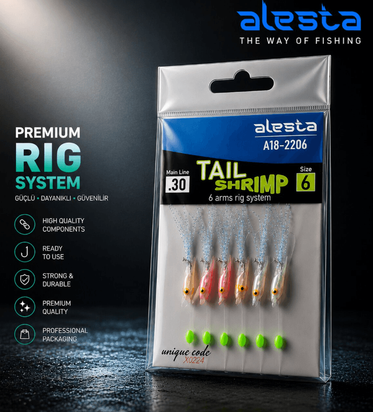 Hazır Takımlar Alesta Tail Shrimp Rig X0284 6K Çapari - 0.30MM NO:6