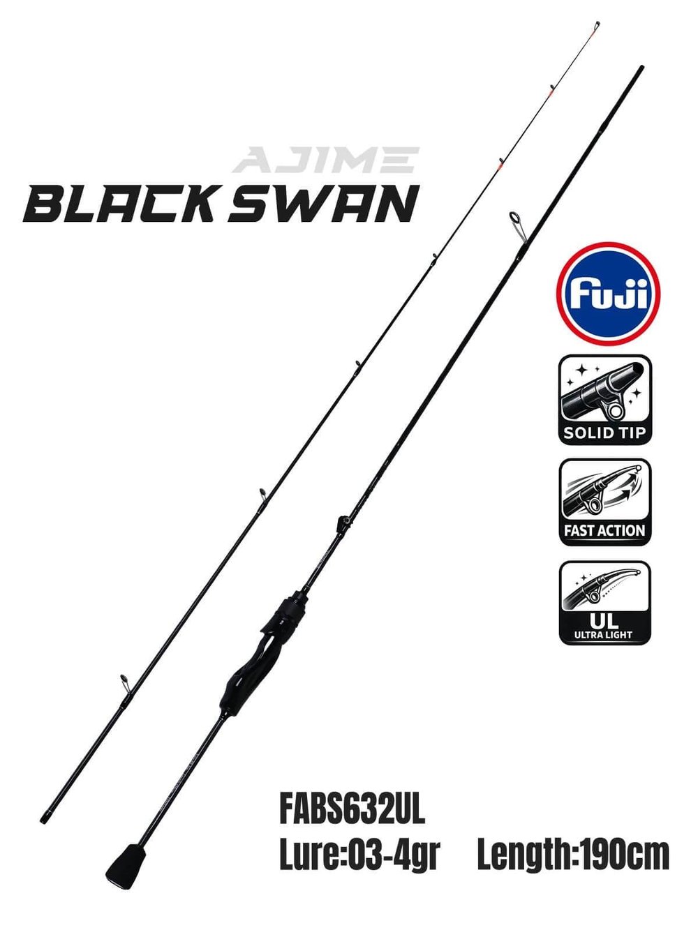 Lrf KamışlarıFujin Ajime Black Swan 190cm 03-4gr Aji LRF Kamışı