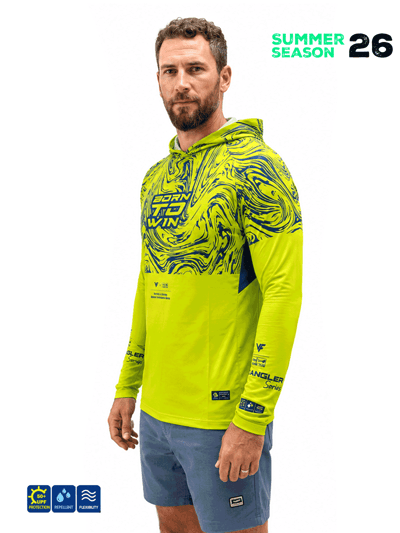 FUJIN Fujin Pro Angler S26 Hooded Izohips Green Blue Balıkçı Giyim