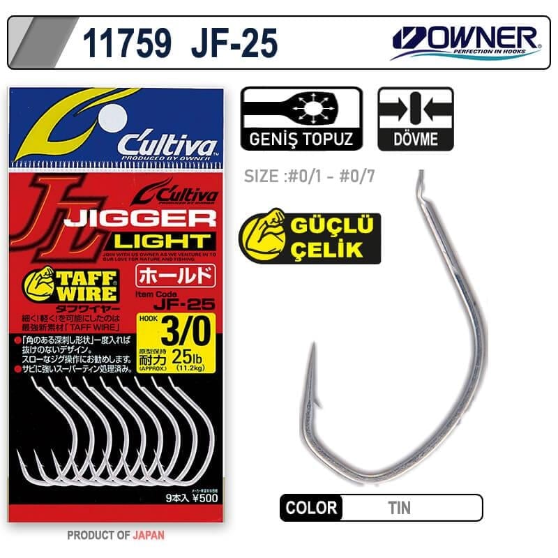 Tekli İğnelerOwner 11759 JF-25 Jigger Light Jig İğnesi