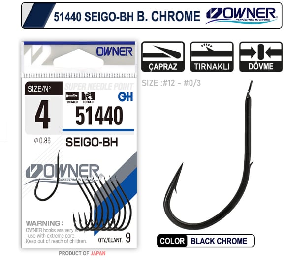 Owner 51440 Seigo-Bh Black Chrome İğne