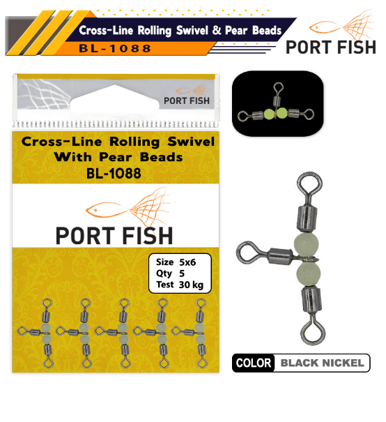 Klips & Fırdöndü Portfish BL-1088 Üçlü Fosforlu Bilyalı Fırdöndü