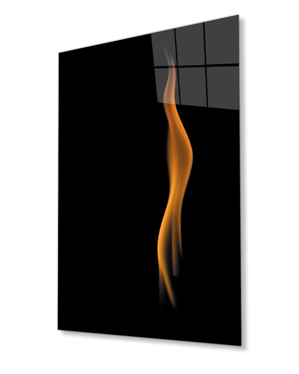 Alevin Dansı Sarı Siyah Cam Tablo 4mm Dayanıklı Temperli Cam Fire Glass Painting