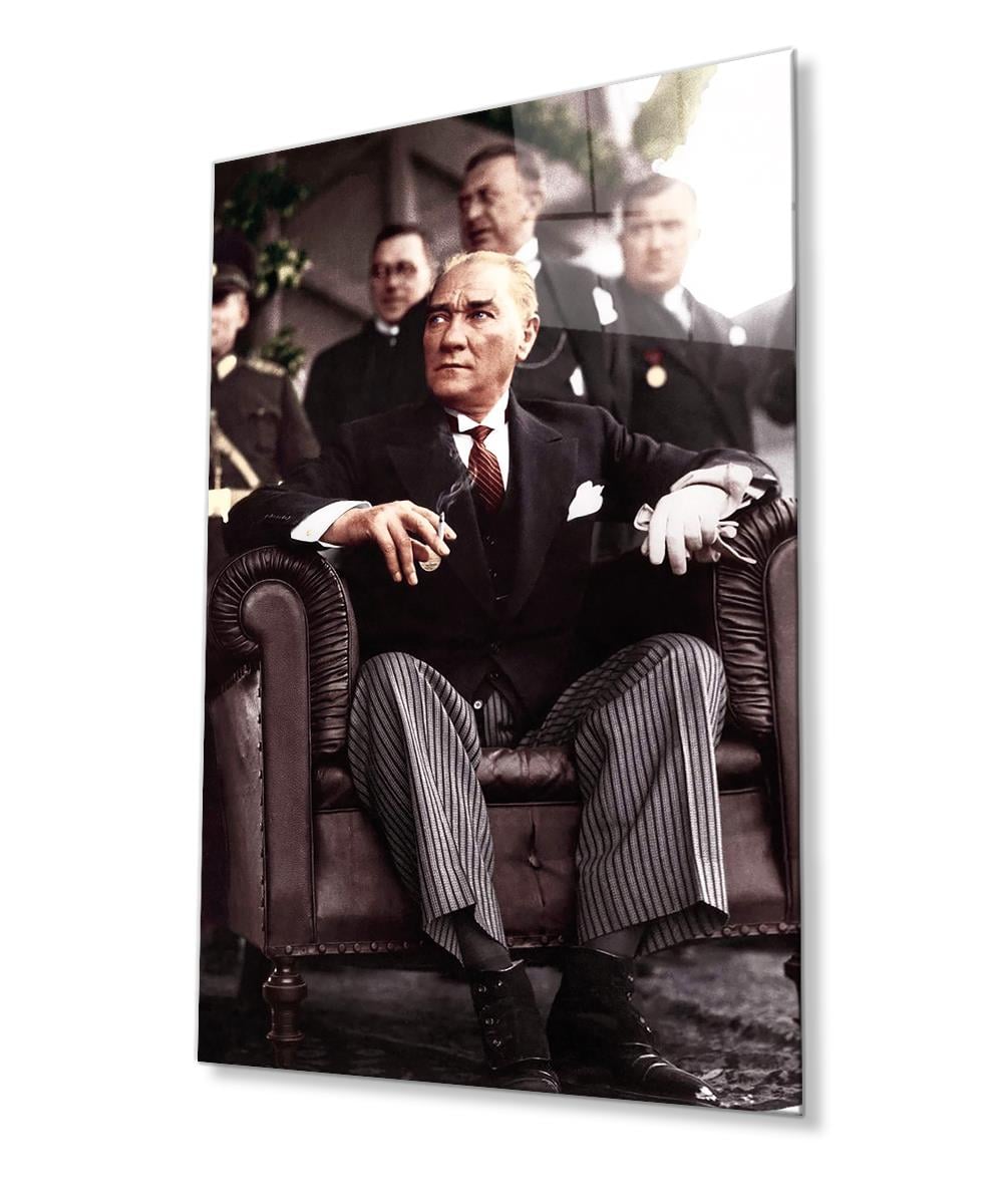 Atatürk Cam Tablo 4mm Dayanıklı Temperli Cam, Atatürk Glass Wall Art