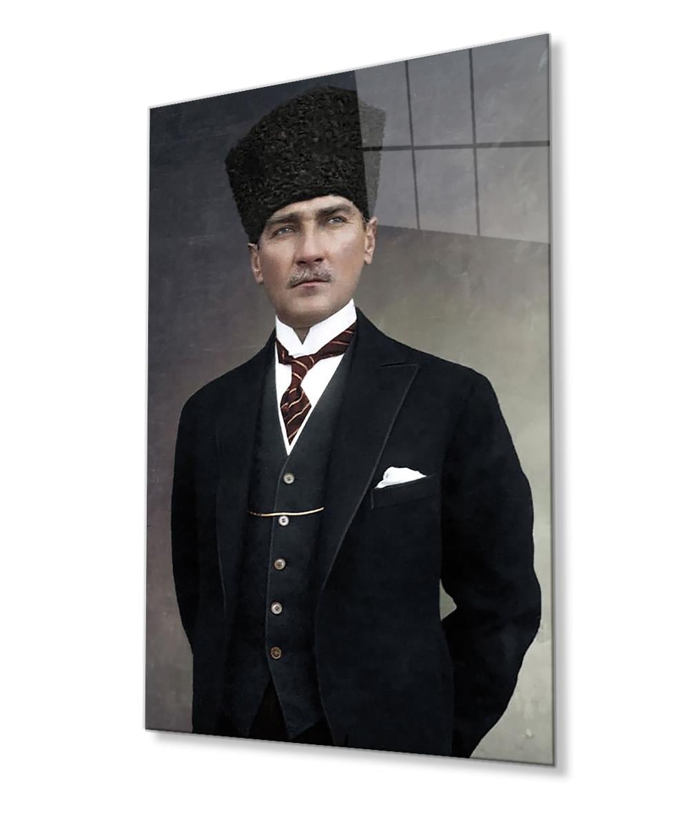 Atatürk Cam Tablo 4mm Dayanıklı Temperli Cam, Atatürk Glass Wall Art