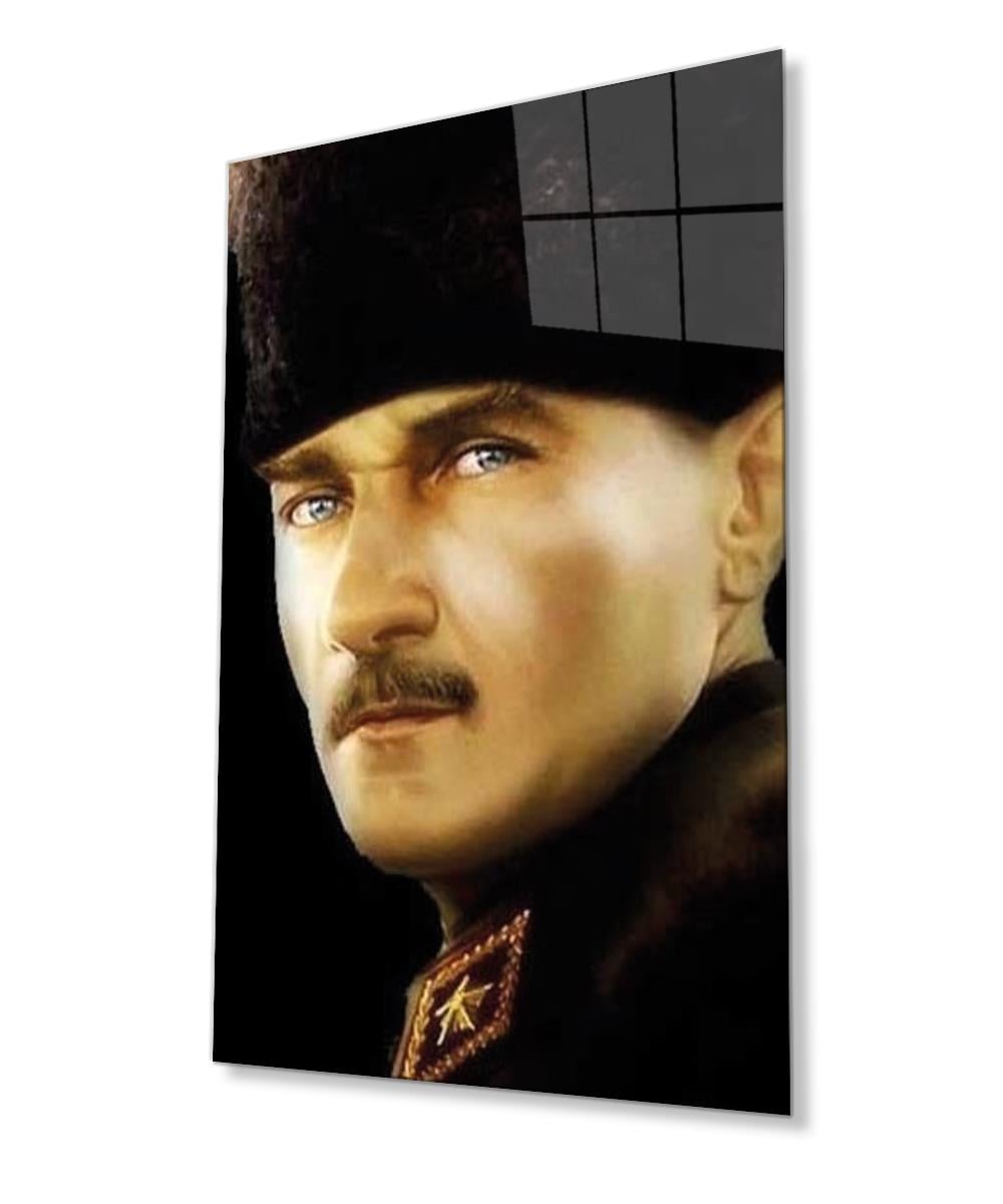 Atatürk Cam Tablo 4mm Dayanıklı Temperli Cam, Atatürk Glass Wall Art