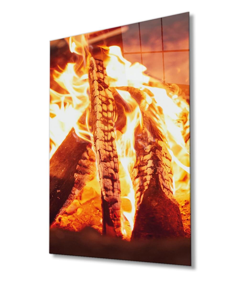 Ateş Cam Tablo  4mm Dayanıklı Temperli Cam, Fire Glass Wall Art