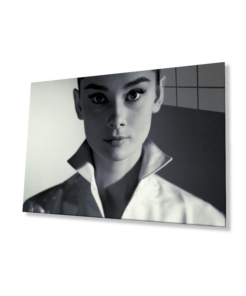 Audrey Hepburn Cam Tablo  4mm Dayanıklı Temperli Cam Audrey Hepburn Glass Wall Art