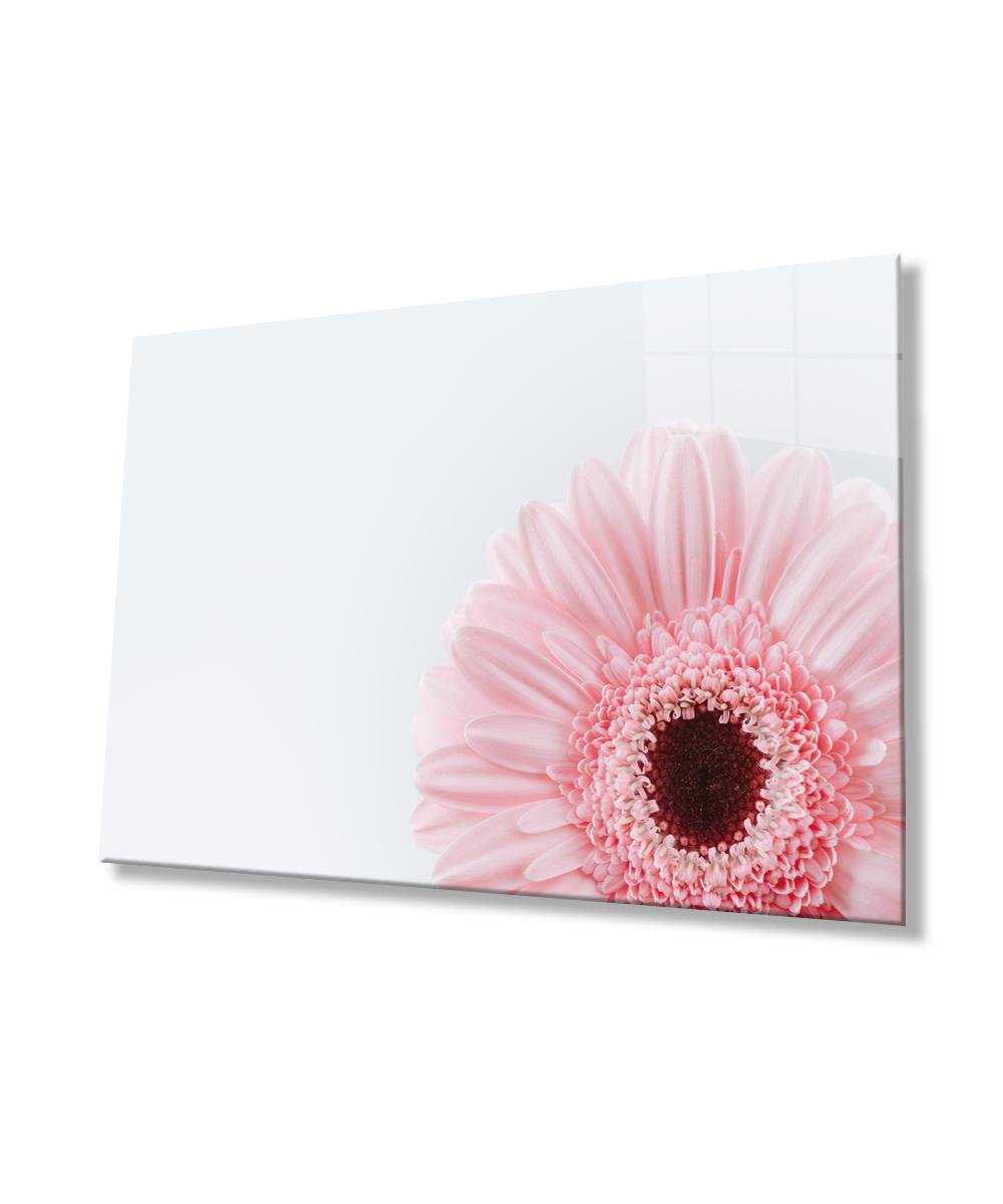 Çiçek İllüstrasyon Cam Tablo  4mm Dayanıklı Temperli Cam, Flower Illustration Art Glass Wall Decor