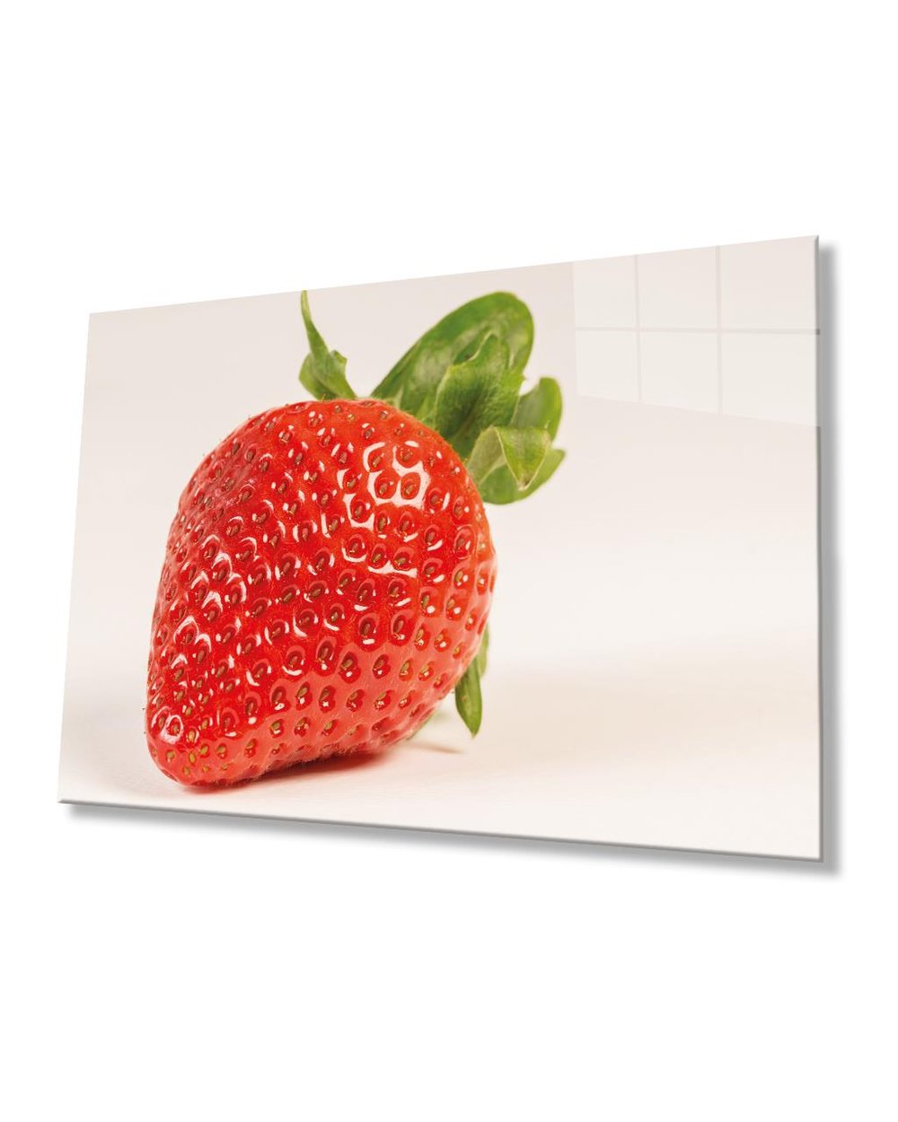 Çilek Cam Tablo  4mm Dayanıklı Temperli Cam, Strawberry Glass Wall Art