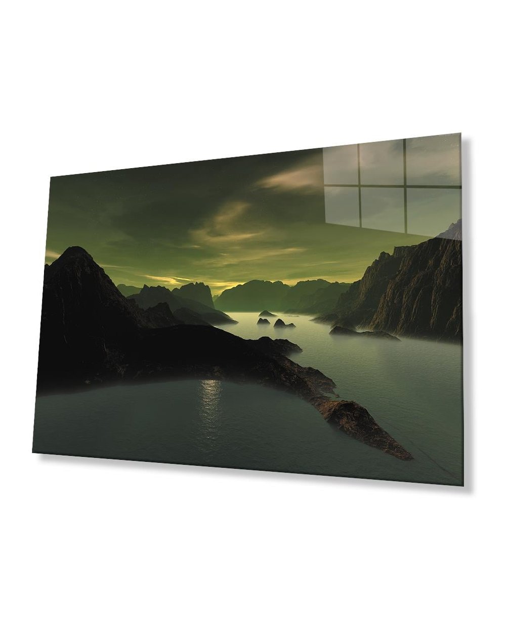 Dağ Göl Cam Tablo  4mm Dayanıklı Temperli Cam Mountain Lake Glass Table 4mm Durable Tempered Glass