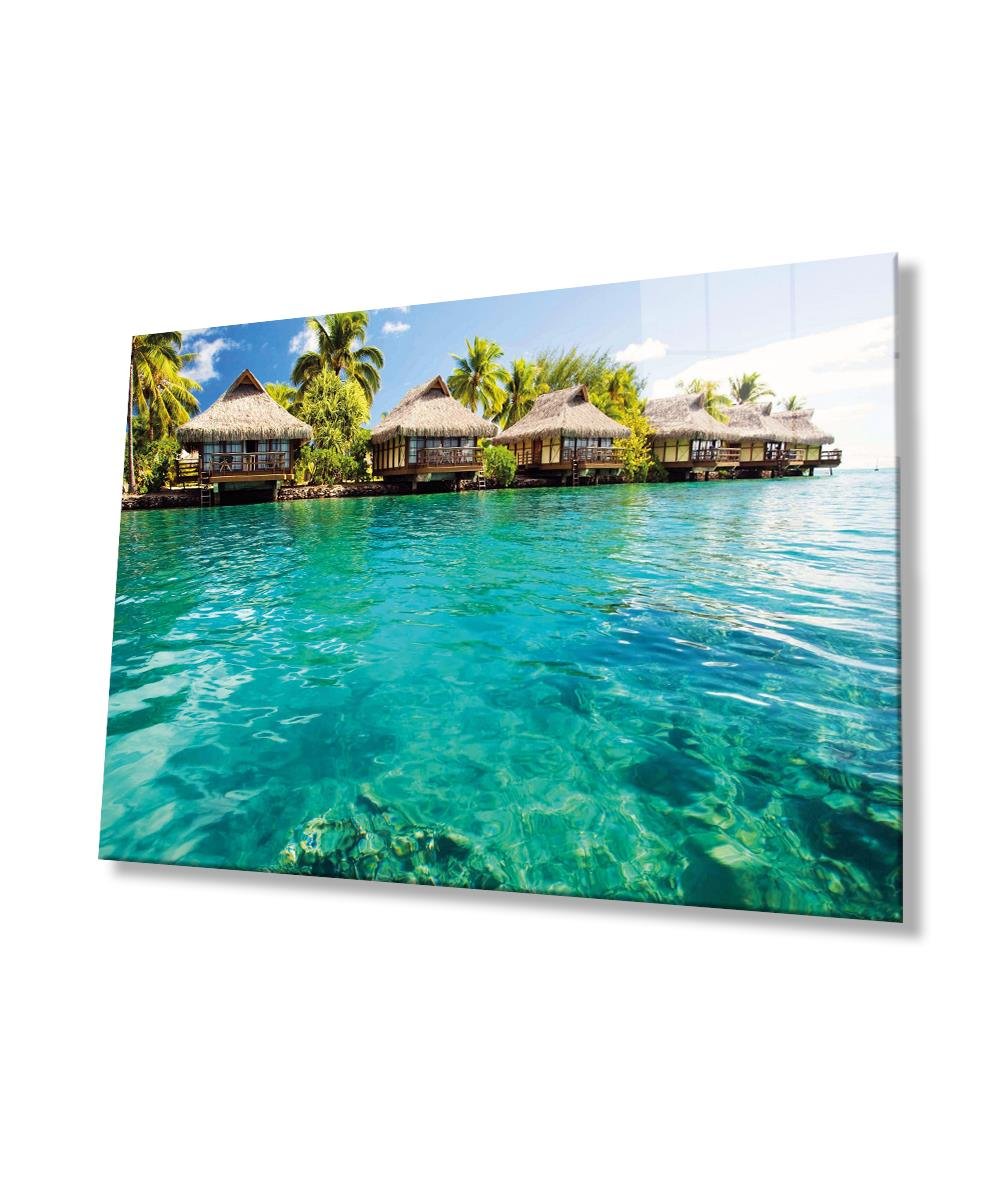 Deniz manzara Cam Tablo  4mm Dayanıklı Temperli Cam, Sea View Glass Wall Decor