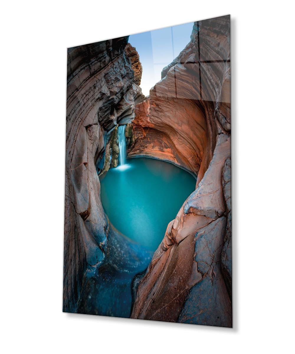 Doğa Şelale 4mm Dayanıklı Cam Tablo Temperli Cam, Nature Waterfall  Glass Wall Decor