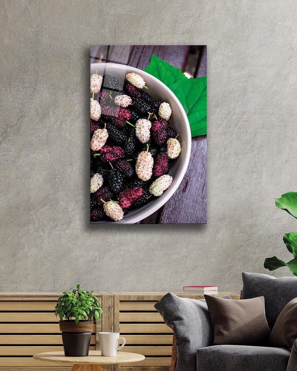 Dut Cam Tablo  4mm Dayanıklı Temperli Cam, Mulberry Glass Wall Hanging