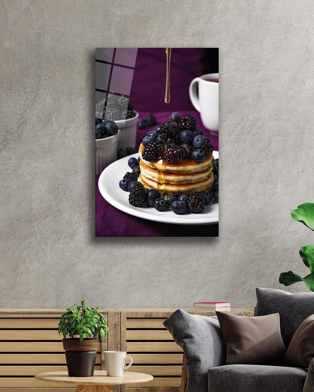 Dut ve Bal  Cam Tablo  4mm Dayanıklı Temperli Cam, Mulberry and Honey Wall Hanging