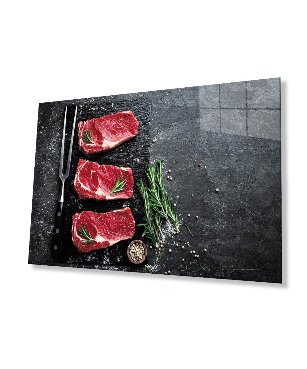 Et Cam Tablo  4mm Dayanıklı Temperli Cam  Meat Glass Wall  Art
