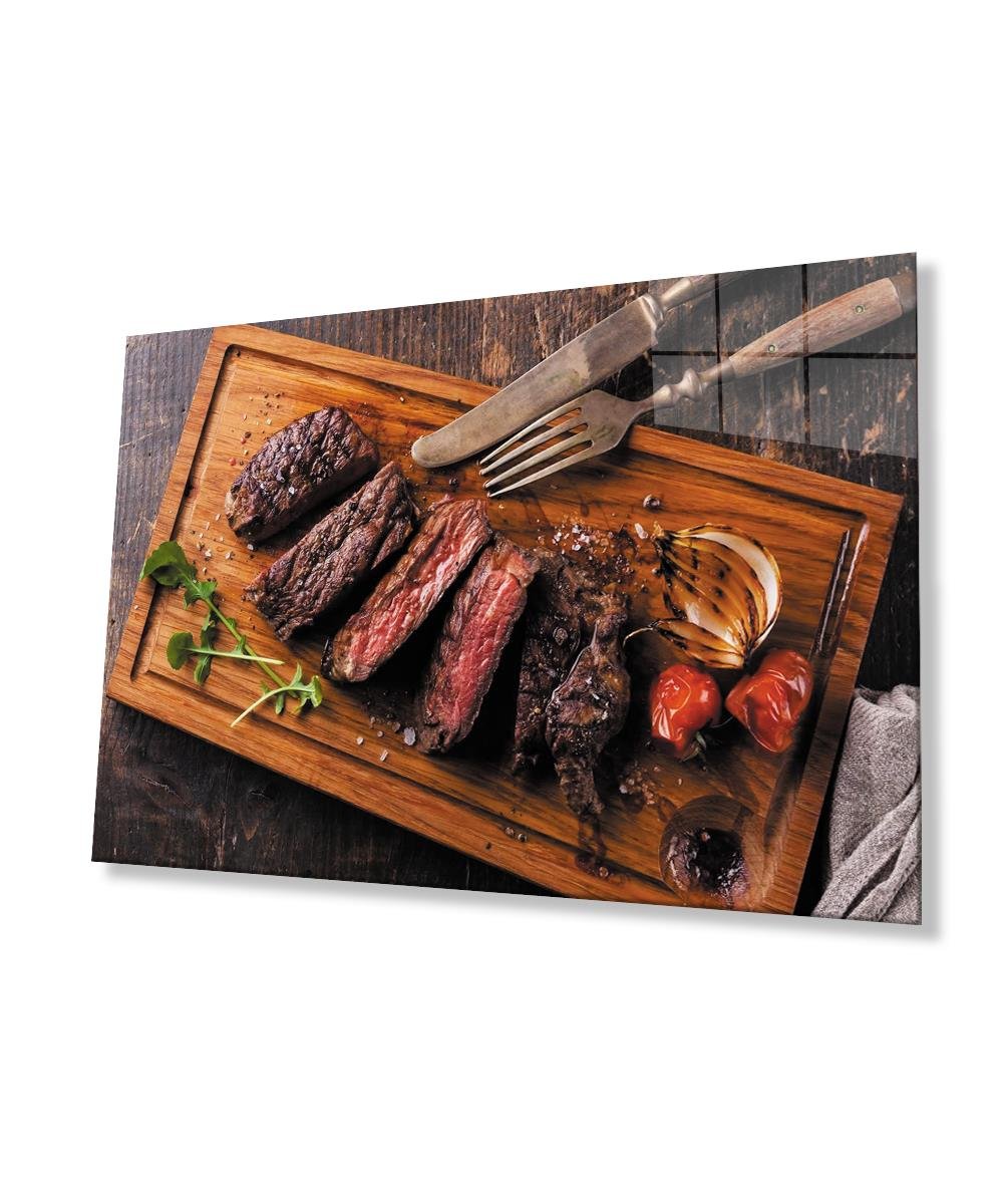 Et Mutfak Cam Tablo  4mm Dayanıklı Temperli Cam Meat Kitchen Glass Wall Art