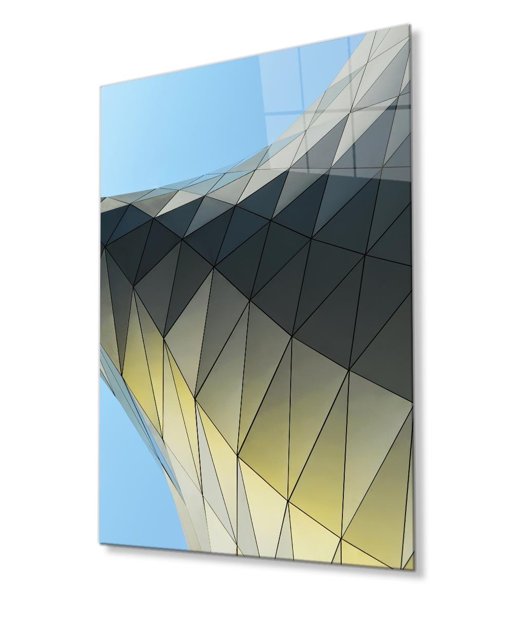 Geometrik Mimari Cam Tablo  4mm Dayanıklı Temperli Cam, Geometric Architecture Glass Wall Decor