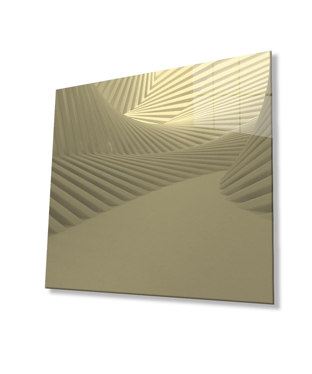 Geometrik Mimari Cam Tablo 4mm Dayanıklı Temperli Cam, Geometric Architecture Glass Wall Decor