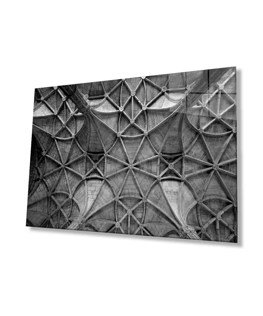 Geometrik Mimari Cam Tablo  4mm Dayanıklı Temperli Cam, Geometric Architecture Glass Wall Decor