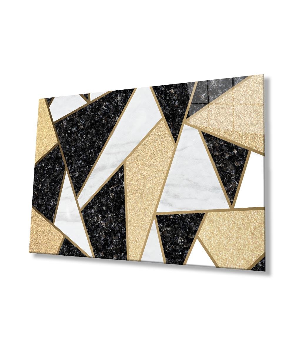 Geometrik Mimari Cam Tablo  4mm Dayanıklı Temperli Cam, Geometric Architecture Glass Wall Decor