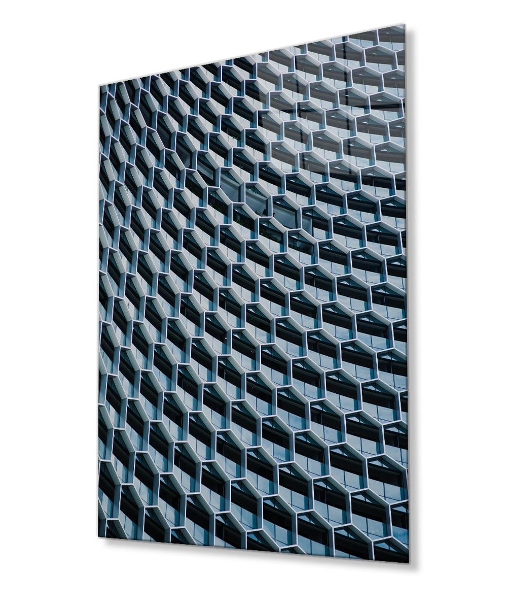 Geometrik Mimari Cam Tablo  4mm Dayanıklı Temperli Cam, Geometric Architecture Glass Wall Decor