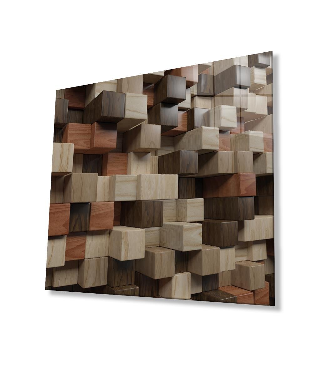 Geometrik Mimari Cam Tablo  4mm Dayanıklı Temperli Cam, Geometric Architecture Glass Wall Decor
