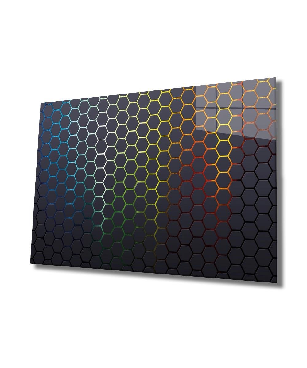 Geometrik Mimari Cam Tablo  4mm Dayanıklı Temperli Cam, Geometric Architecture Glass Wall Decor