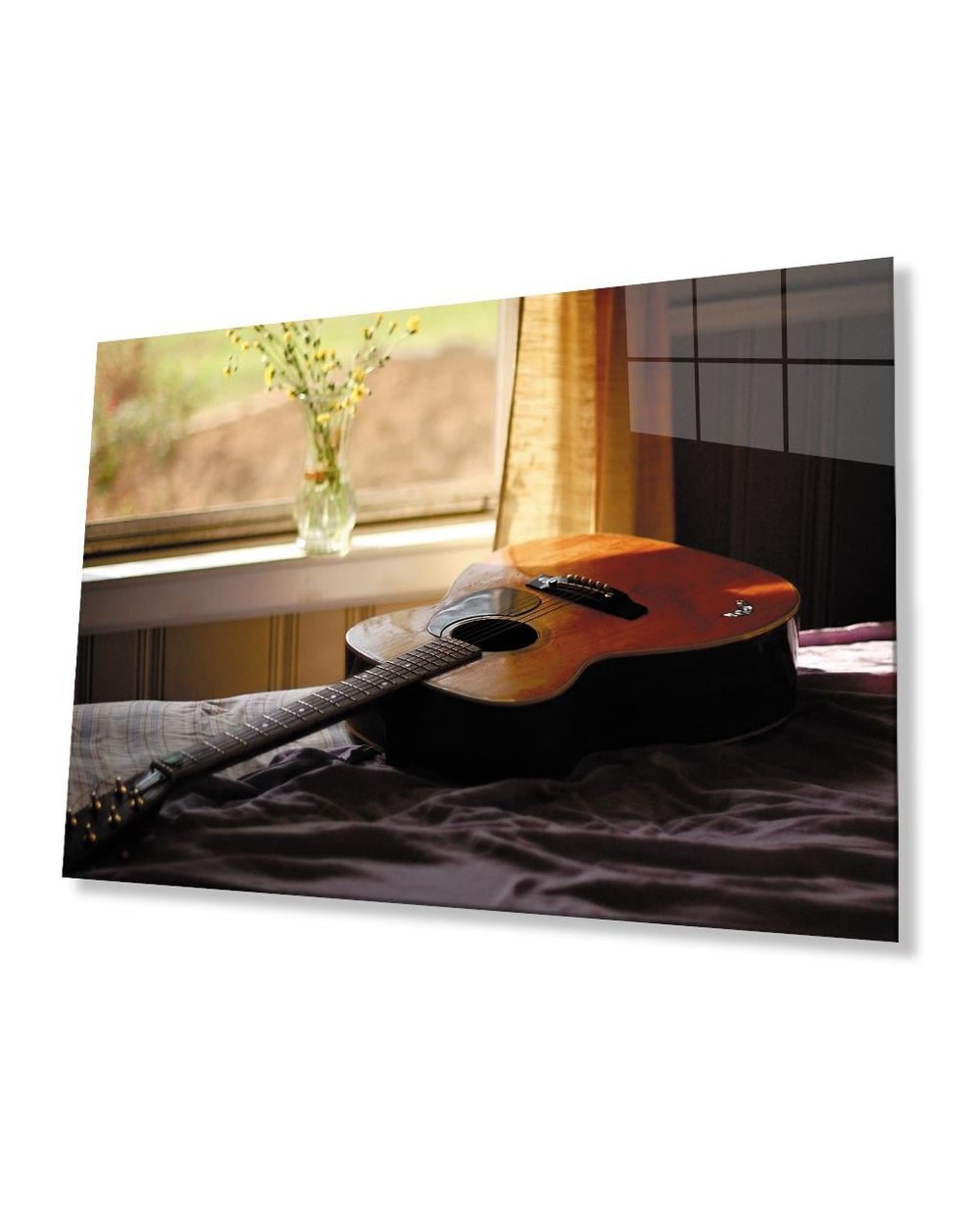 Gitar  Cam Tablo  4mm Dayanıklı Temperli Cam Guitar Glass Table 4mm Durable Tempered Glass