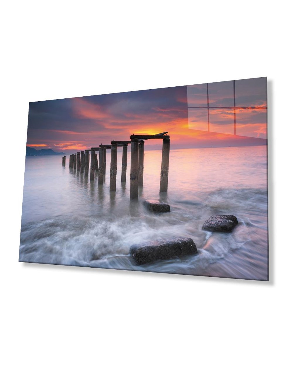 Gün Batımı Deniz  Cam Tablo  4mm Dayanıklı Temperli Cam Sunset Sea Glass Table 4mm Durable Tempered Glass