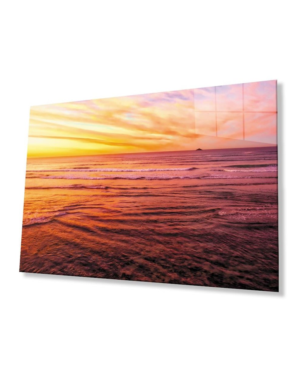Gün Batımı Deniz Manzaralı Cam Tablo  4mm Dayanıklı Temperli Cam Sunset Sea View Glass Table 4mm Durable Tempered Glass