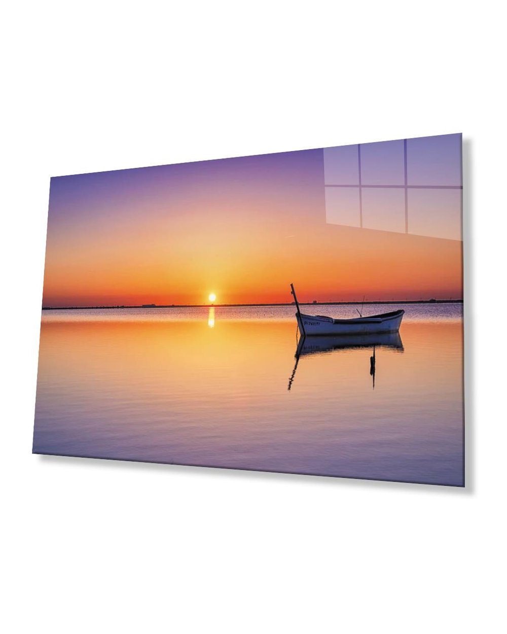 Gün Batımı Manzarası Kayık  Cam Tablo  4mm Dayanıklı Temperli Cam Sunset Landscape Kayak Glass Table 4mm Durable Tempered Glass