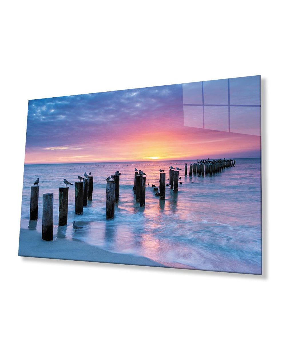 Gün Batımı ve Deniz Cam Tablo  4mm Dayanıklı Temperli CamSunset and Sea Glass Table 4mm Durable Tempered Glass