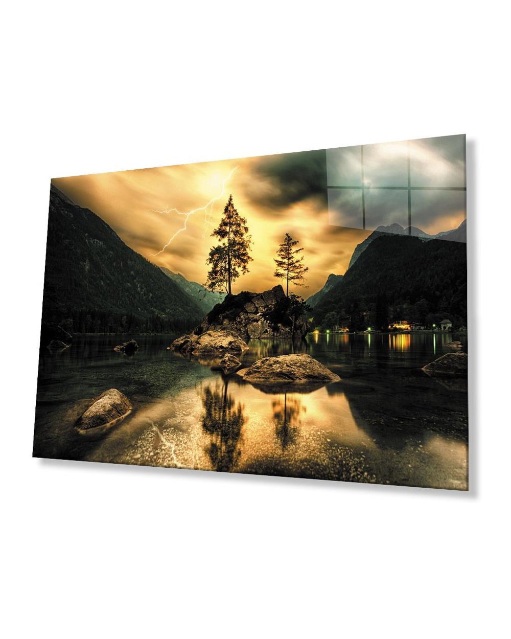 Gün Batımı ve Yansıma Cam Tablo  4mm Dayanıklı Temperli Cam Sunset and Reflection Glass Table 4mm Durable Tempered Glass
