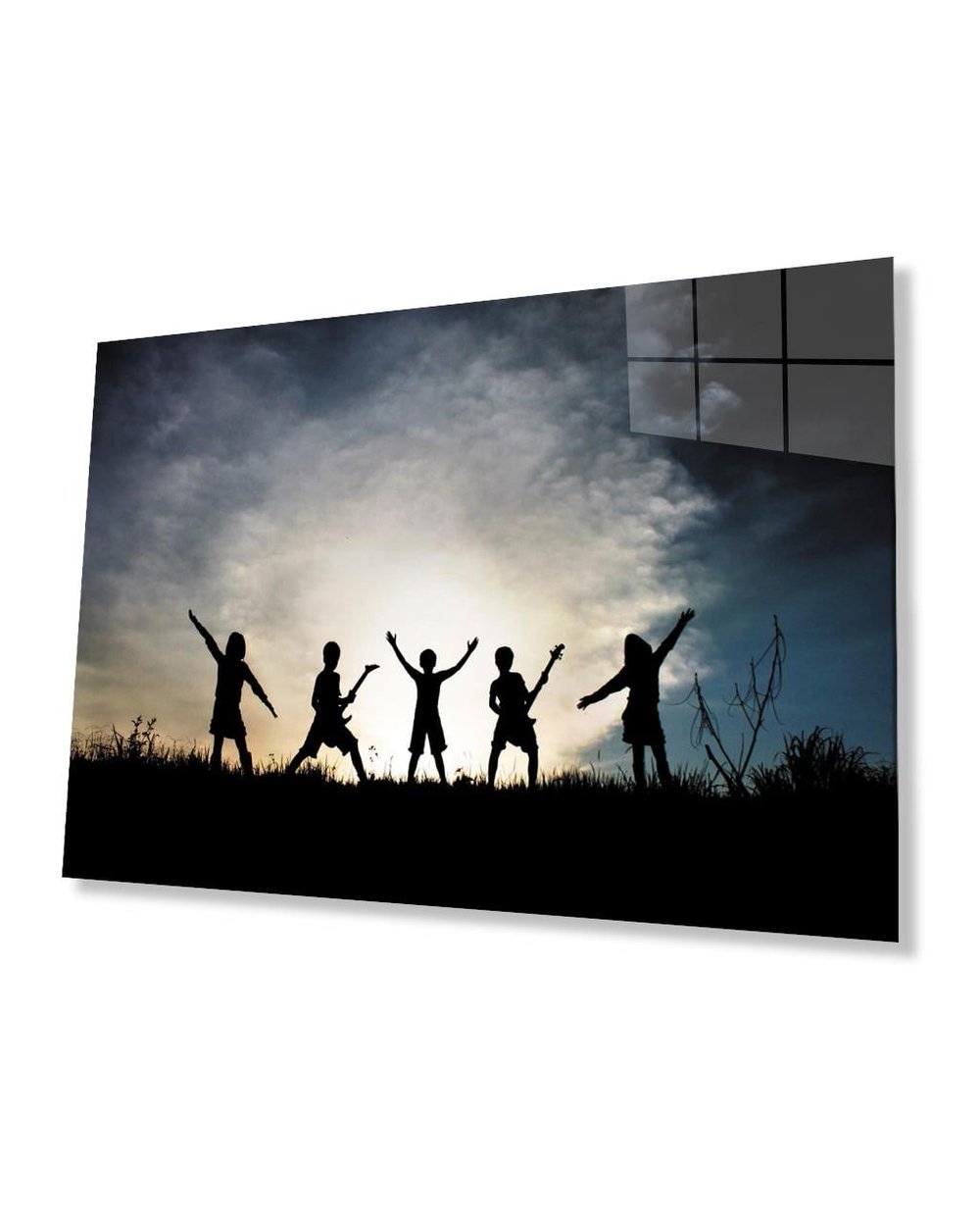 Gün Batımında Çocuklar Cam Tablo  4mm Dayanıklı Temperli Cam Kids Glass Table At Sunset 4mm Durable Tempered Glass