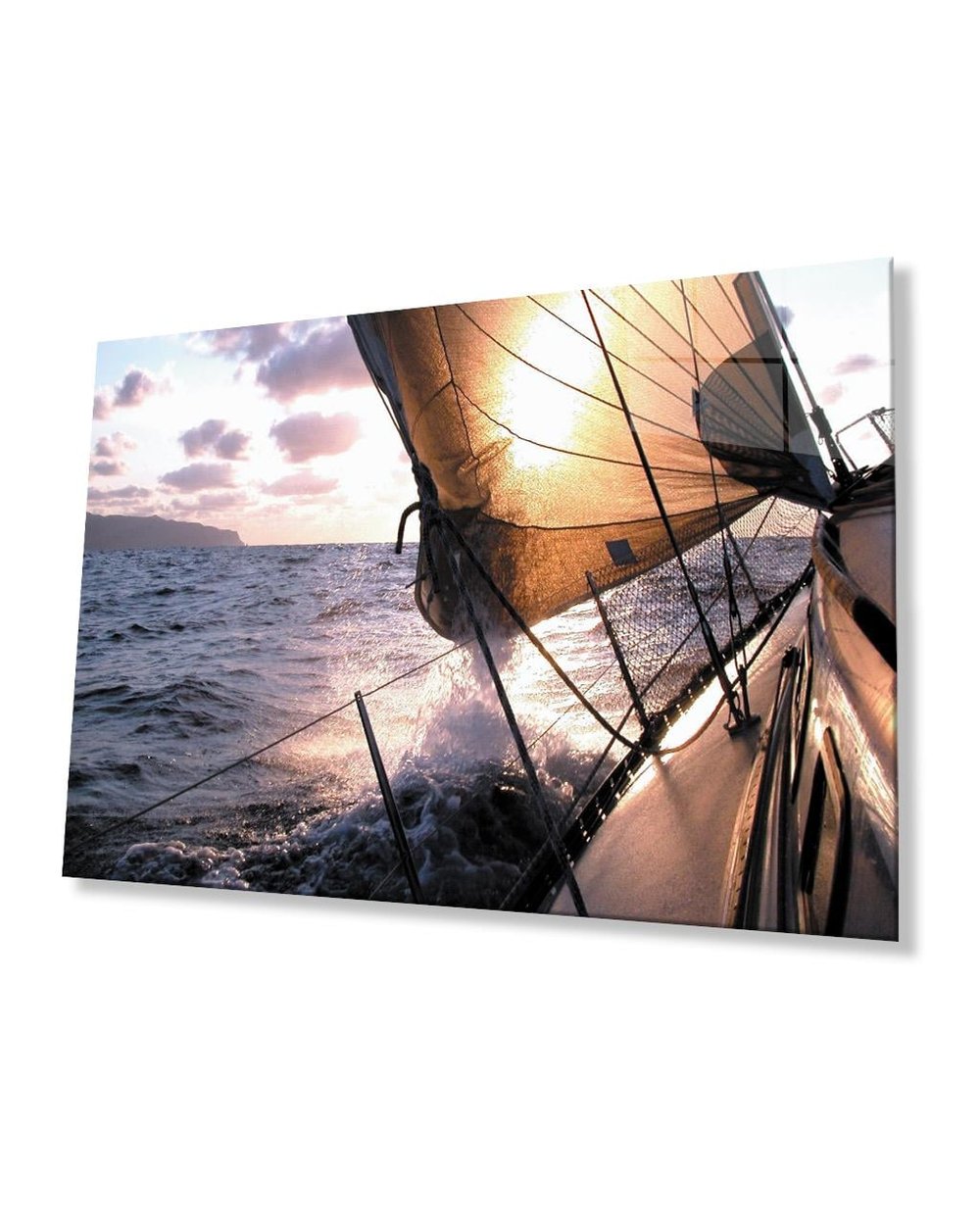 Gün Batımında Yelken Cam Tablo  4mm Dayanıklı Temperli Cam Sunset Sail Glass Table 4mm Durable Tempered Glass
