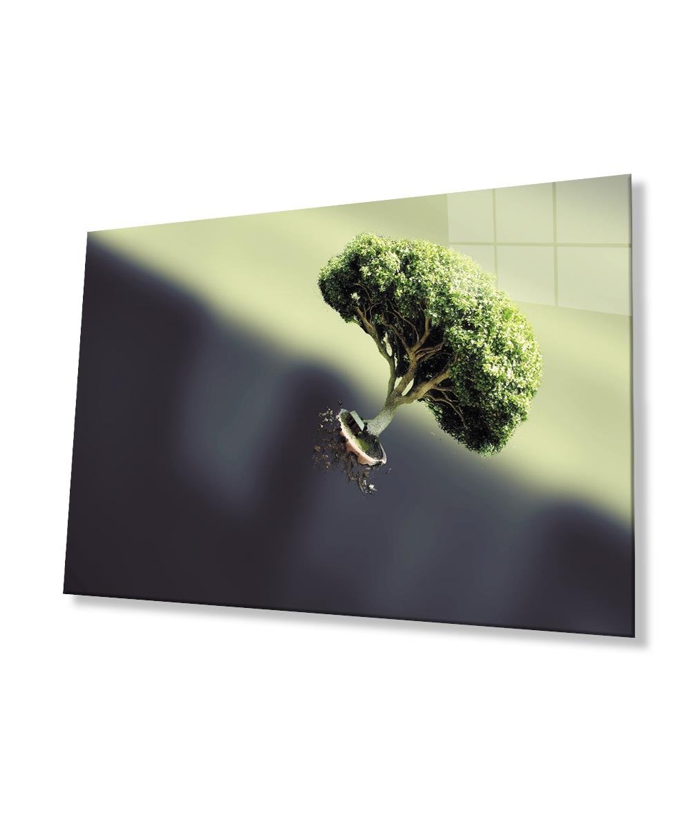 İllüstrasyon Ağaç Cam Tablo  4mm Dayanıklı Temperli Cam Illustration Tree Glass Wall Art
