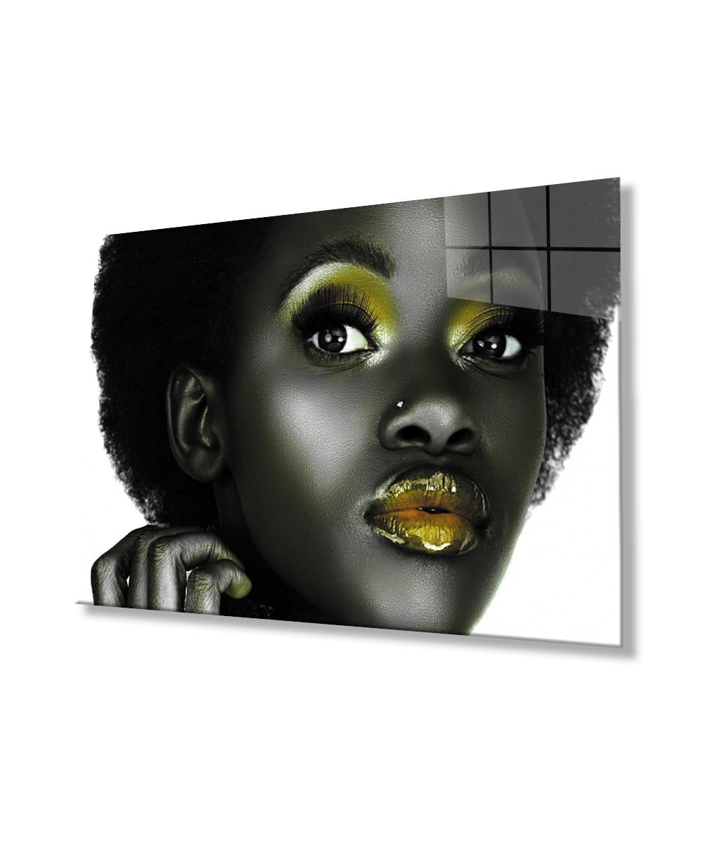 Kadınlar Afrika Kreliçesi Cam Tablo  4mm Dayanıklı Temperli Cam, Women Reina Africana Glass Wall Art