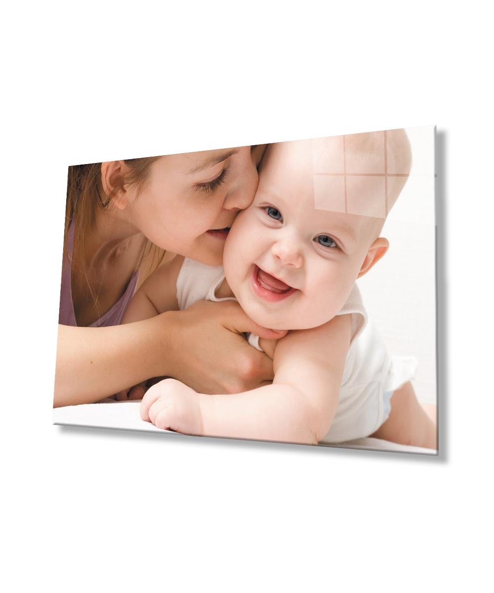 Kadınlar Anne Bebek Cam Tablo  4mm Dayanıklı Temperli Cam, Women Mother Baby Glass Wall Art