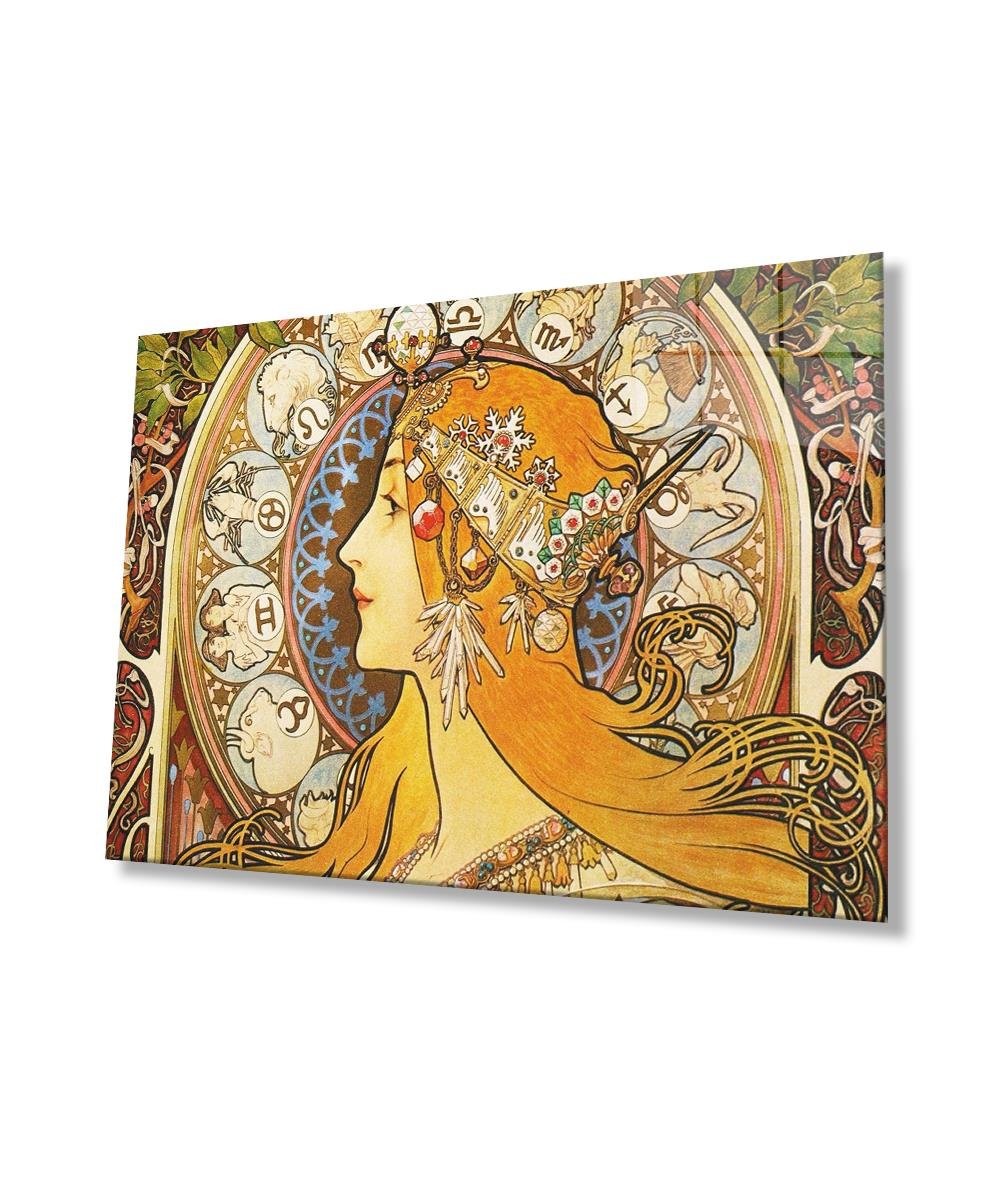 Kadınlar Astrolog Zoydak Cam Tablo  4mm Dayanıklı Temperli Cam, Women Astrologer Zoydak Glass Wall Art