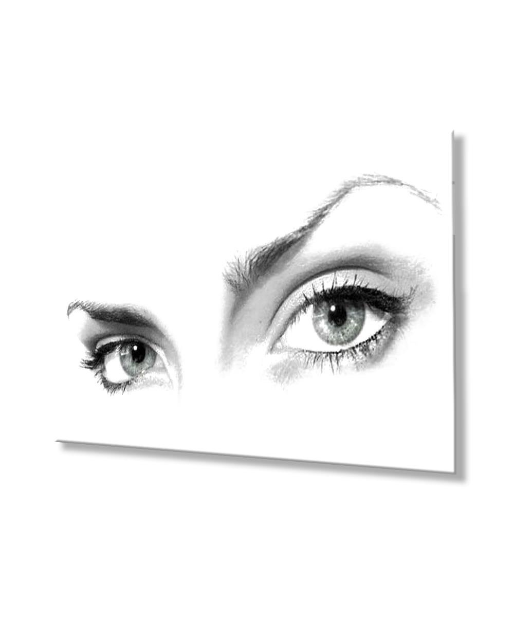 Kadınlar Çizim Göz Cam Tablo  4mm Dayanıklı Temperli Cam, Women Drawing Eye