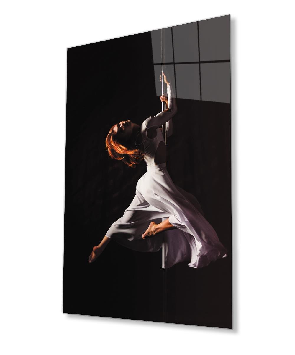 Kadınlar Direk Dansı Cam Tablo  4mm Dayanıklı Temperli Cam, Women Pole Dance Glass Wall Art