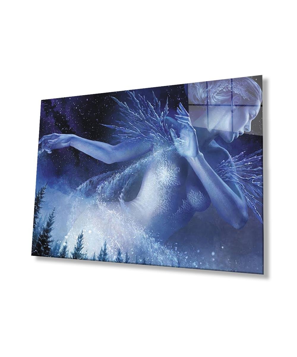Kadınlar Fantastik Peri Kızı Cam Tablo  4mm Dayanıklı Temperli Cam, Women Fantastic Fairy Glass Wall Art