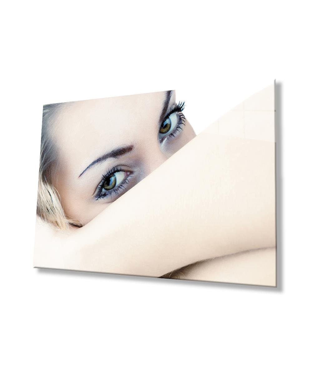 Kadınlar Gözler Cam Tablo  4mm Dayanıklı Temperli Cam, Women Eye Glass Wall Art