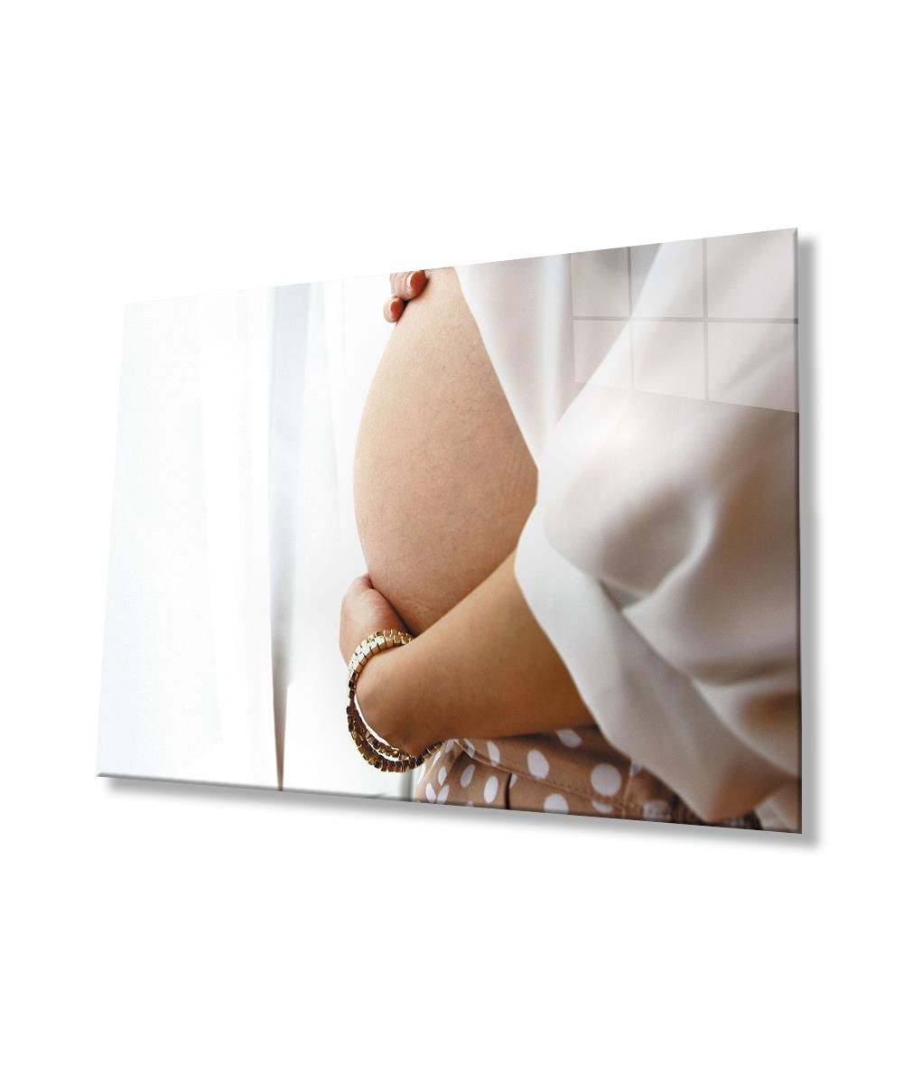 Kadınlar Hamile Kadın Cam Tablo  4mm Dayanıklı Temperli Cam,Women Pregnant Woman Glass Wall Art