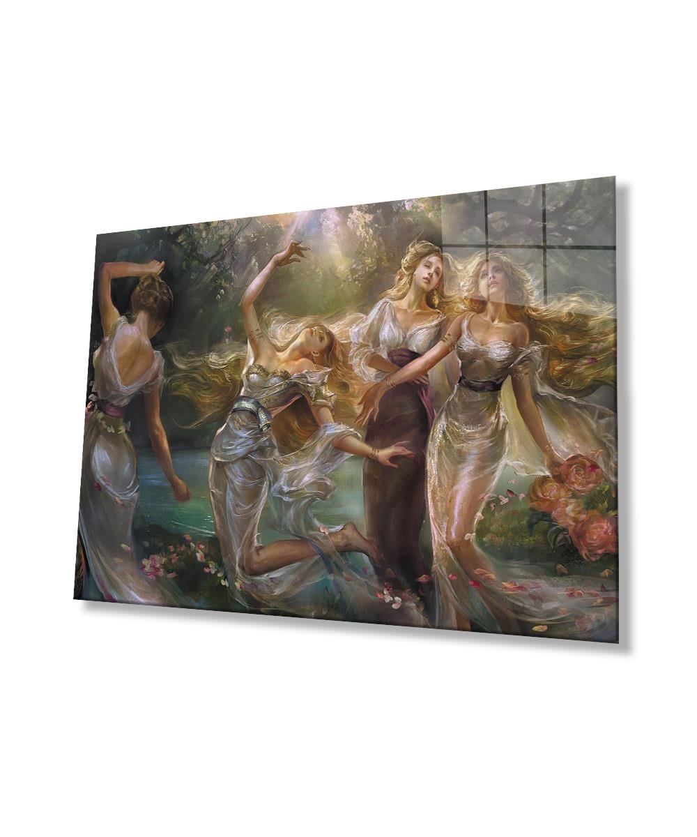 Kadınlar Klasik Tablo Cam Tablo  4mm Dayanıklı Temperli Cam , Women Glass Wall Art