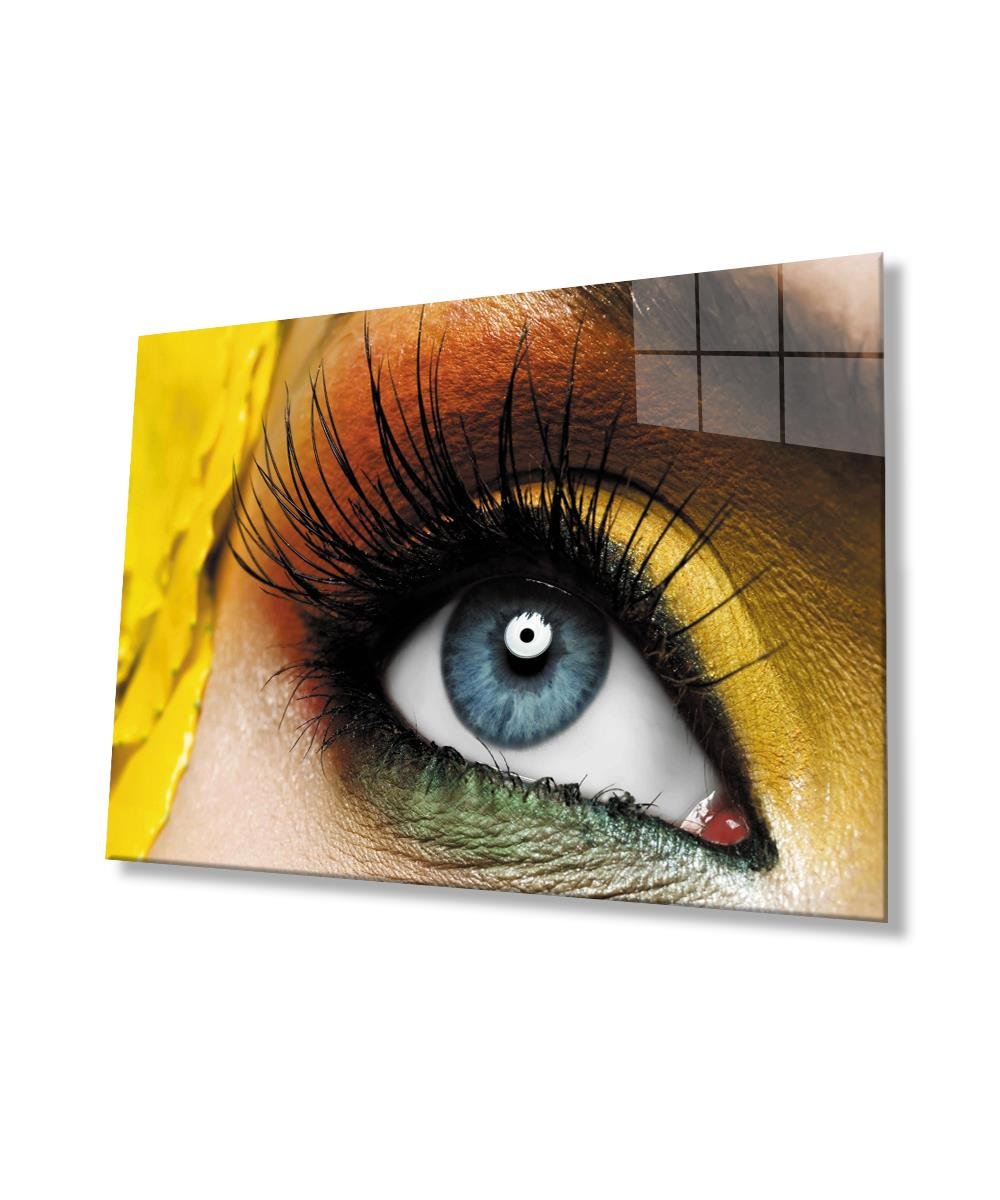 Kadınlar Renklerin Büyüsü Göz Cam Tablo  4mm Dayanıklı Temperli Cam, Women Magic of Colors Eye Glass Wall Art