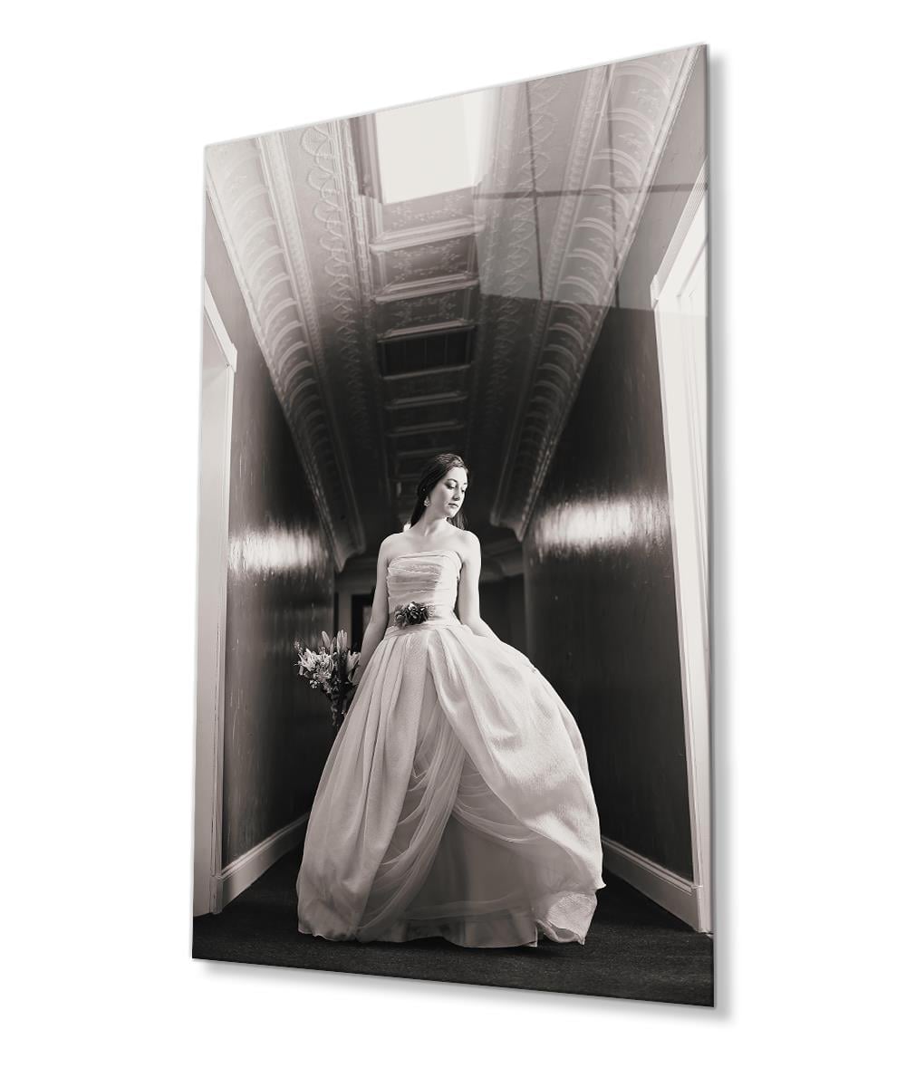 Kadınlar Retro Gelin Cam Tablo  4mm Dayanıklı Temperli Cam, Women Retro Bride Glass Wall Art